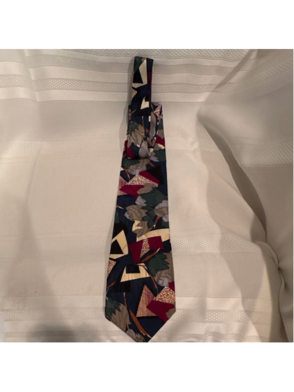 Paul Rodon Silk Tie Abstract Pattern Navy Burgundy Gray Men's Designer